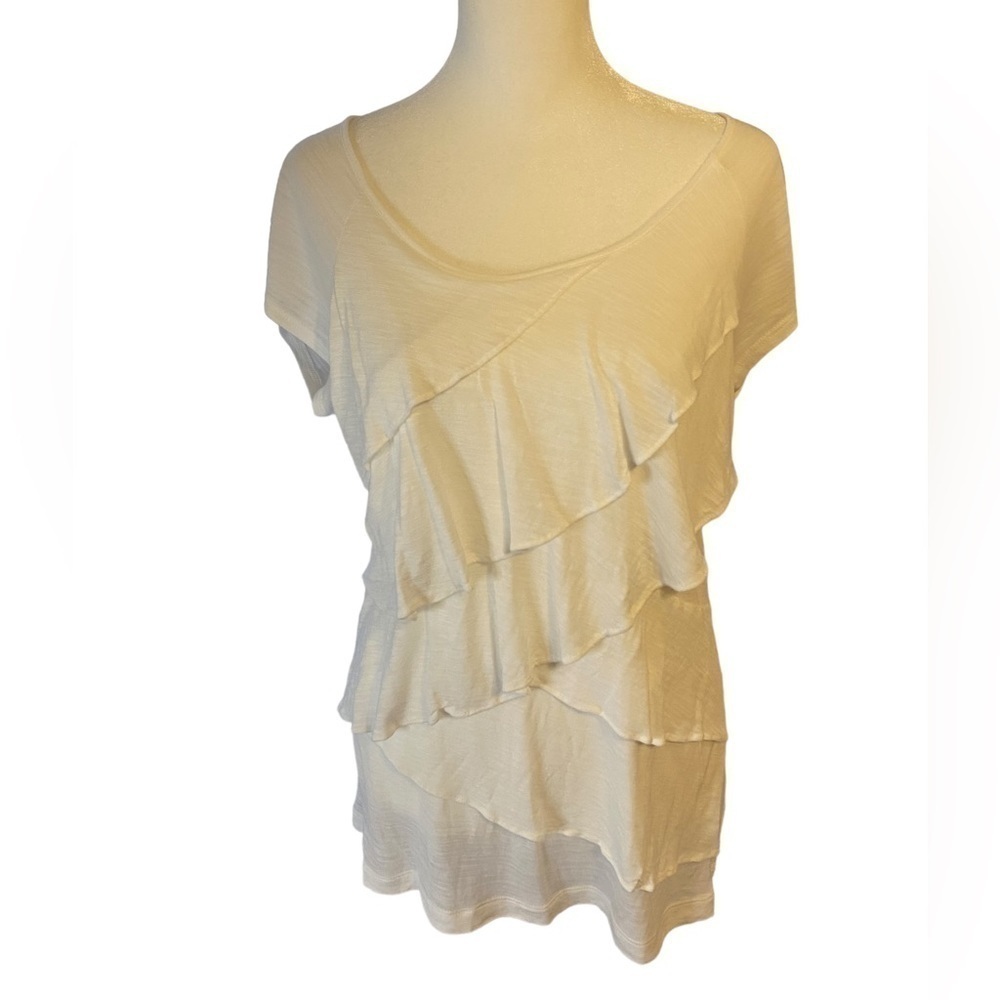 Liz Claiborne layered ruffle scoop neck top size small